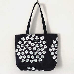 Marimekko Black Floral Tote Bag Waterproof Lining OS Casual Chic Cottage Daily